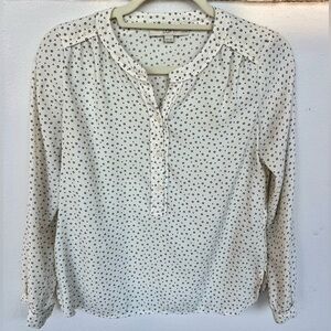 LOFT Cream and Black Polka Dot Blouse